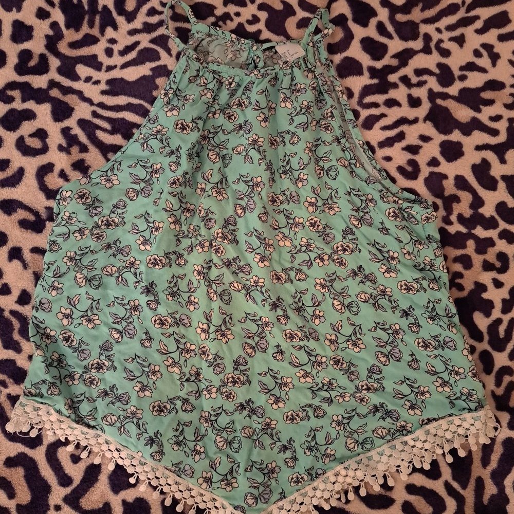 Beautiful Green Floral Top Size S